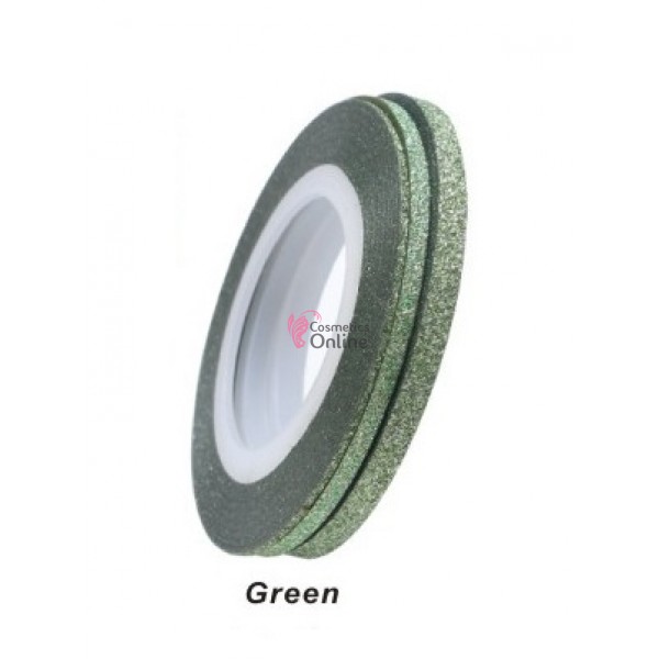 Banda decor pentru unghii cu Sclipici Verde de 1-6mm